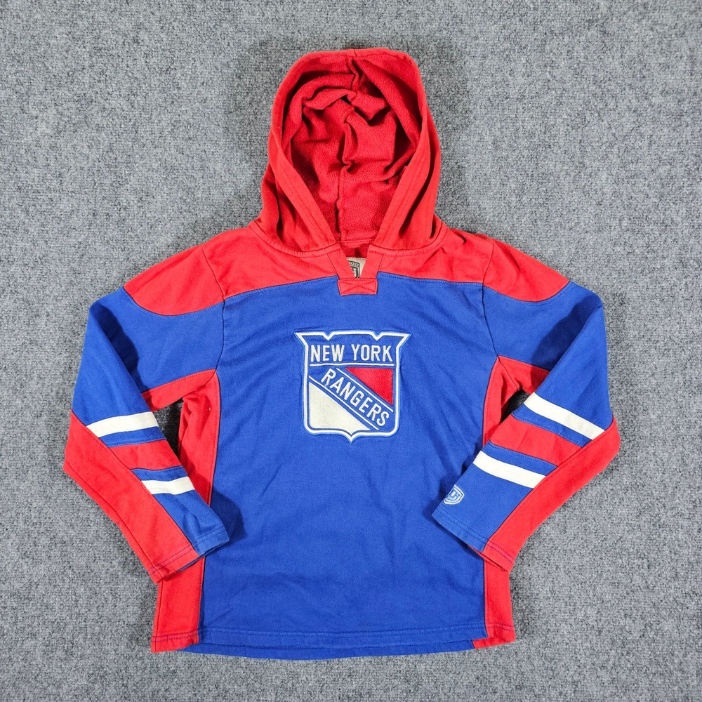 Old Time Hockey New York Rangers Hoodie NHL Hockey Pullover Red‎ Blue Youth Sz L